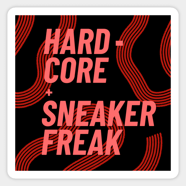 Hard-core Sneaker Freak with Coral Pink Typography Sticker by 45 Creative Club